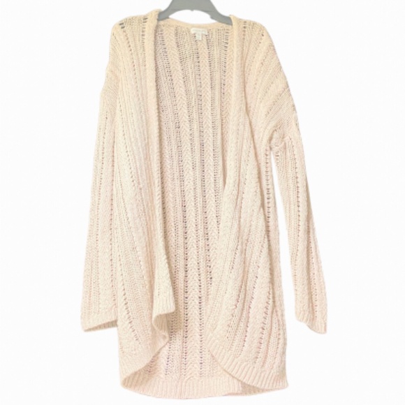 GARNET HILL BRAIDED RIB PINK CARDIGAN - Picture 1 of 3